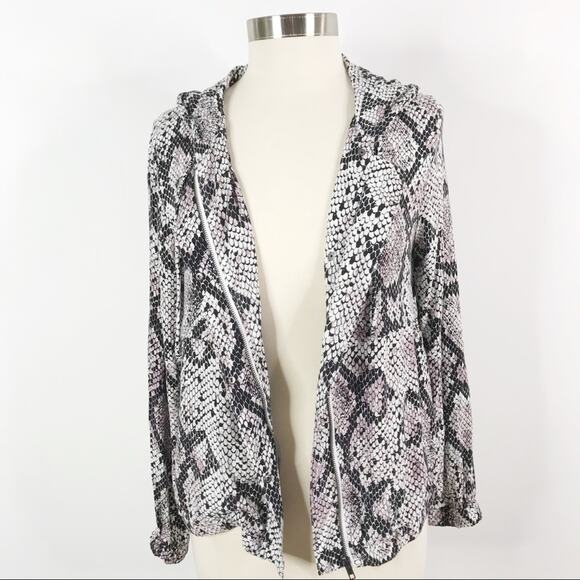 Chaser Medium M Heirloom Snake Print Cropped Hooded Jacket Animal Black Purple - Picture 2 of 12